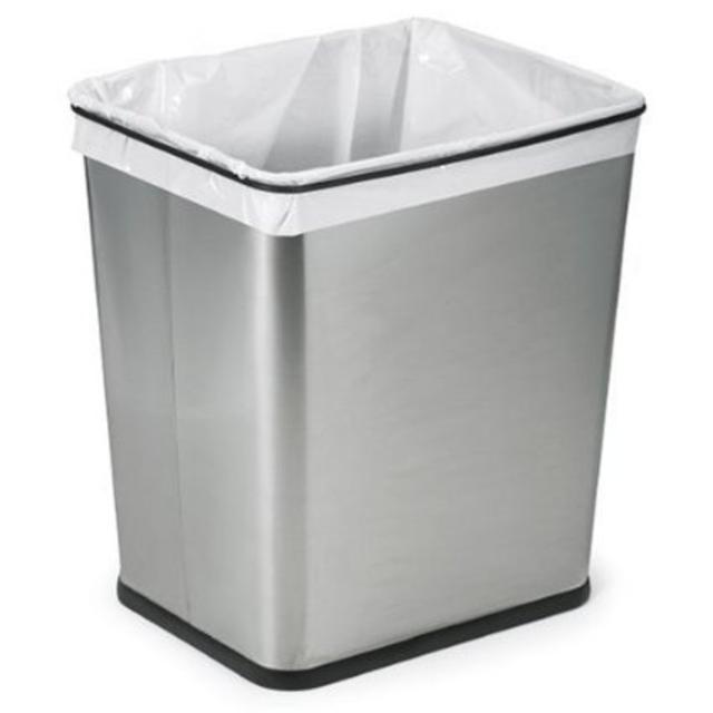 Polder 1410-47 Under-Counter 7-Gallon Square Trash Can, Brushed Stainless Steel