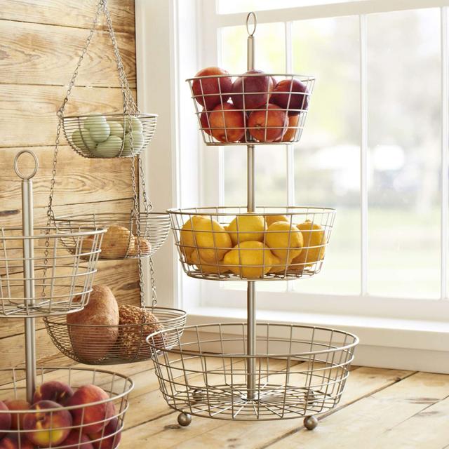 Sur La Table® 3-Tier Brushed-Aluminum Hanging Basket