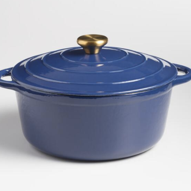 5 Quart Indigo Blue Enamel Cast Iron Dutch Oven