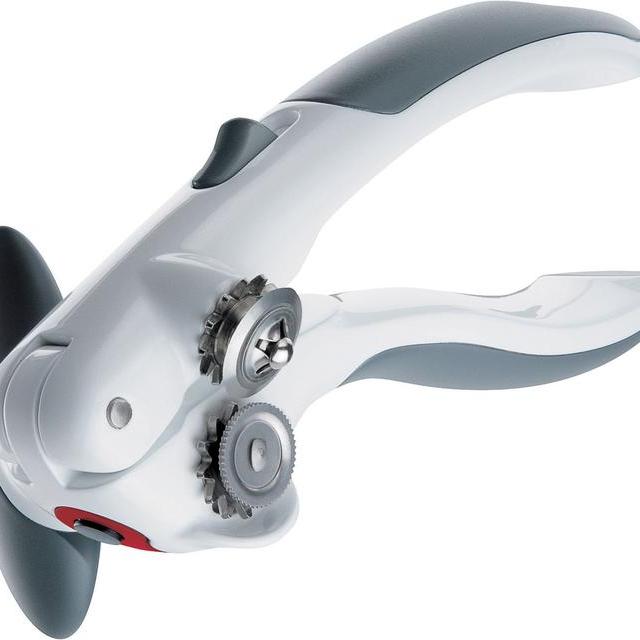 Zyliss Lock N' Lift Manual Can Opener with Lid Lifter Magnet, White
