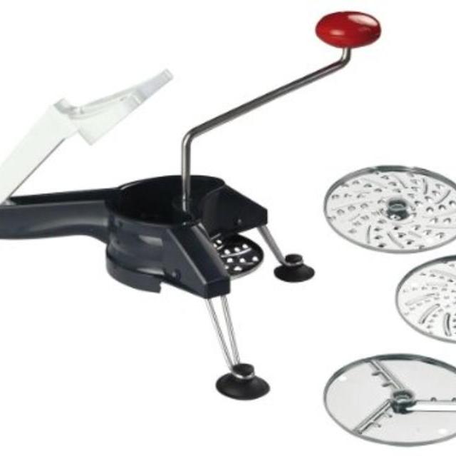 Westmark Multipurpose Heavy Duty Rotary Grater with 3 Interchangeable Stainless Steel Blades and Non-Slip Suction Pads