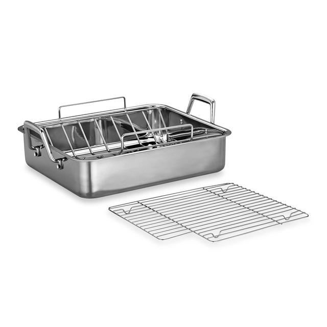 Tramontina® 16.5-Inch Deep Roasting Pan with Basting Grill and V-Rack