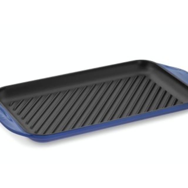 Le Creuset Signature Cast-Iron Double-Burner Skinny Grill, Lapis