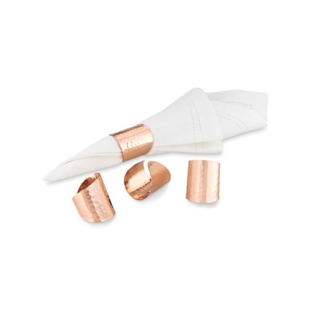 Hammered-Copper Napkin Rings, Set of 4