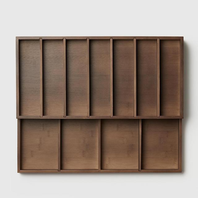 Marie Kondo Wide 2-Tier Bamboo Flatware Tray