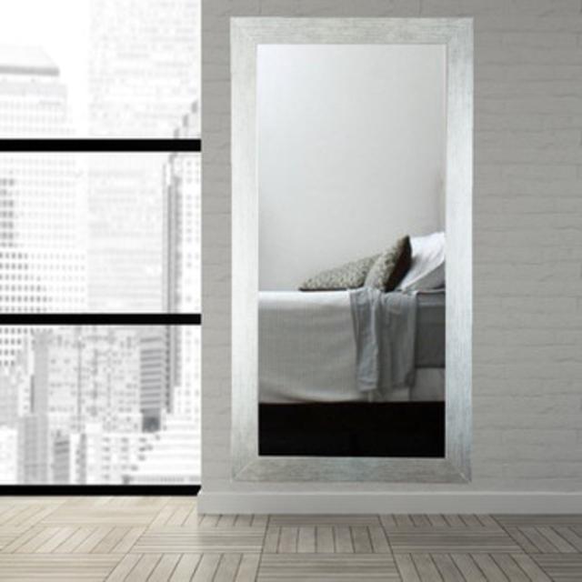 Stainless Grain Silver Floor Mirror by BrandtWorksLLC