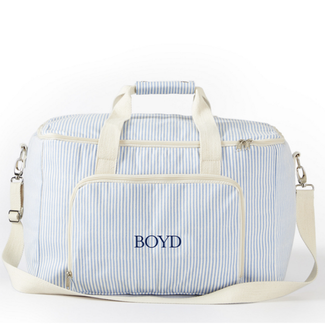 Pinstripe Zip Top Cooler Box Tote