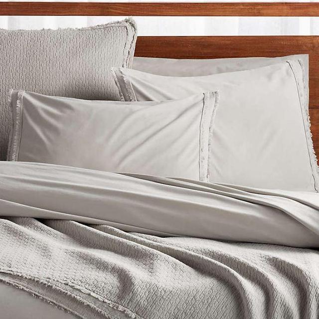 Organic Cotton Grey Eyelash Fringe King Duvet Cover