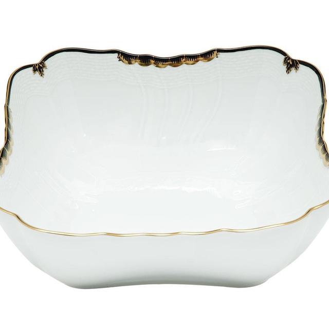 Herend Princess Victoria Black Square Salad Bowl