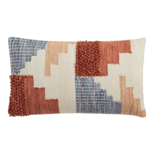 Rust And Gray Geo Indoor Outdoor Lumbar Pillow