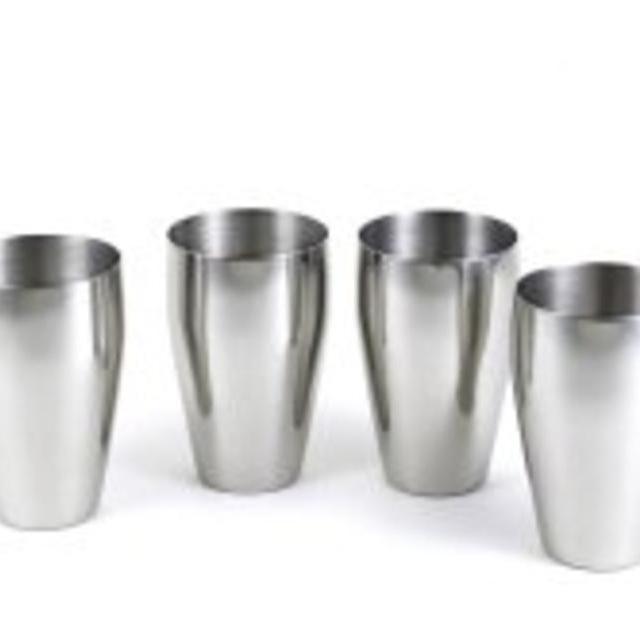 StainlessLUX 77334 4-Pc Brilliant Stainless Steel Drinking Glass / Tumbler / Pub Glass Set - Quality Drinkware for Your Enjoyment