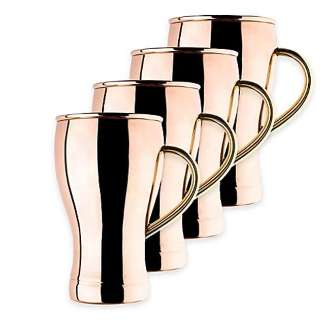 Old Dutch International 14 oz. Solid Copper Soda Fountain Moscow Mule Mugs (Set of 4)