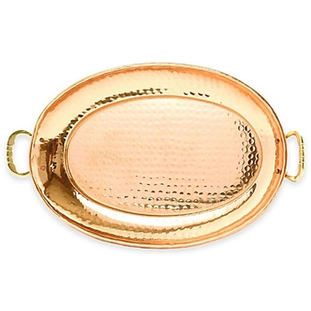 Old Dutch International 17-Inch x 13-Inch Hammered Oval Copper-Plated Tray