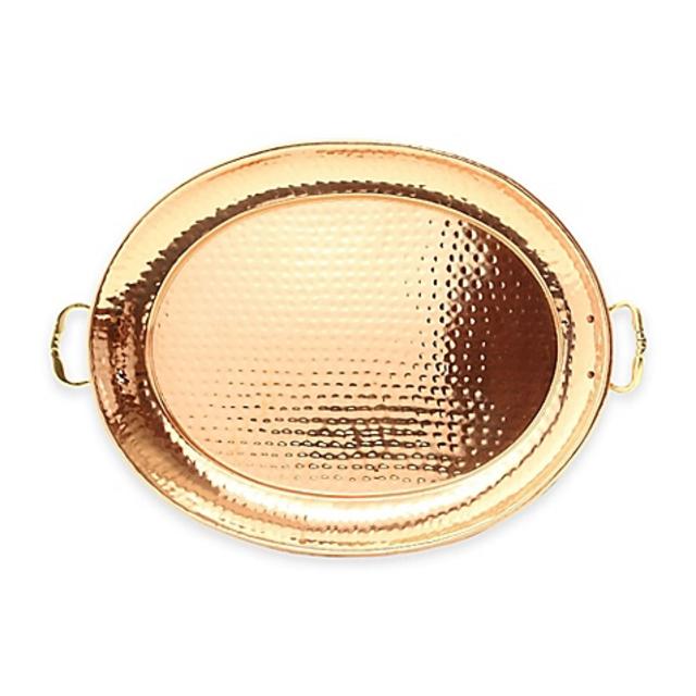 Old Dutch International 15-Inch x 11-Inch Hammered Oval Copper-Plated Tray