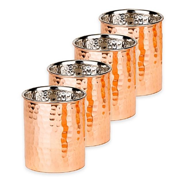 Old Dutch International Solid Copper Hammered Tumblers (Set of 4)
