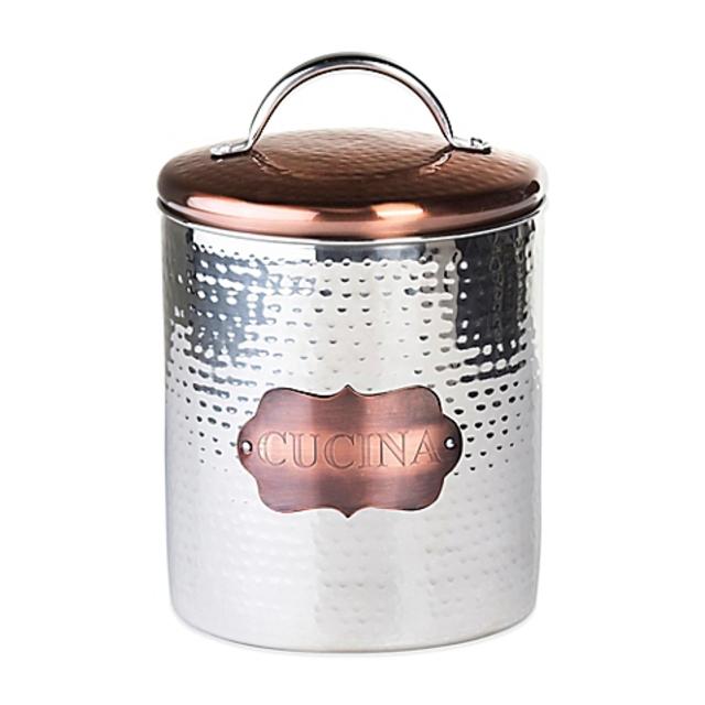 Global Amici Large "Cucina" Hammered Metal Canister