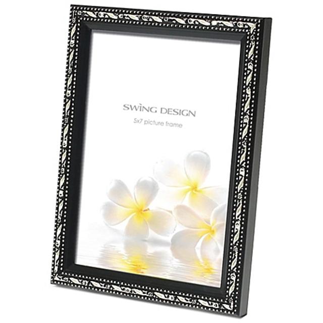 Swing Design Mercer 5-Inch x 7-Inch Wood Picture Frame in Black/Silver