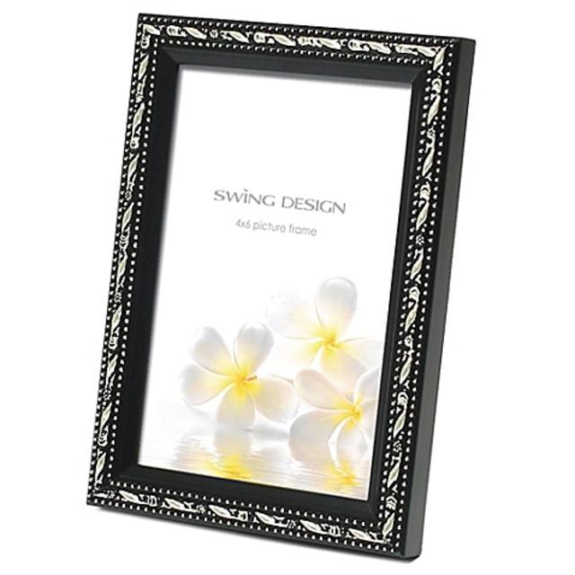 Swing Design Mercer 4-Inch x 6-Inch Wood Picture Frame in Black/Silver