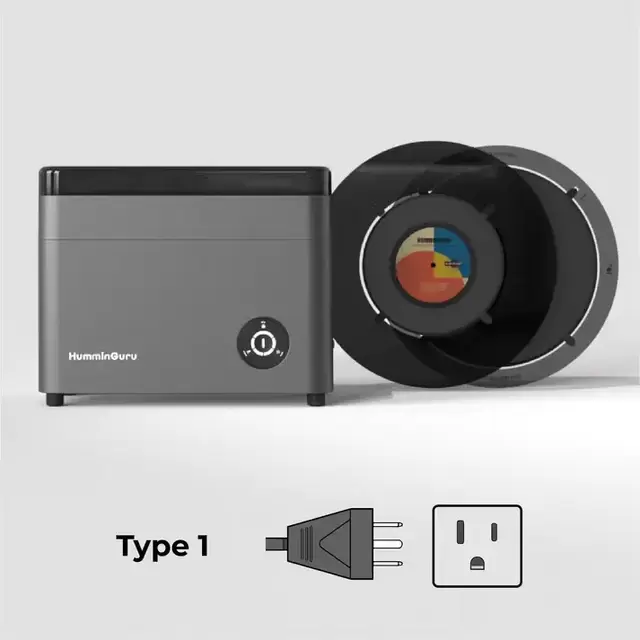 HumminGuru Ultrasonic Vinyl Record Cleaner Bundle with 7" + 10" Record Adapters (Dark Gray)