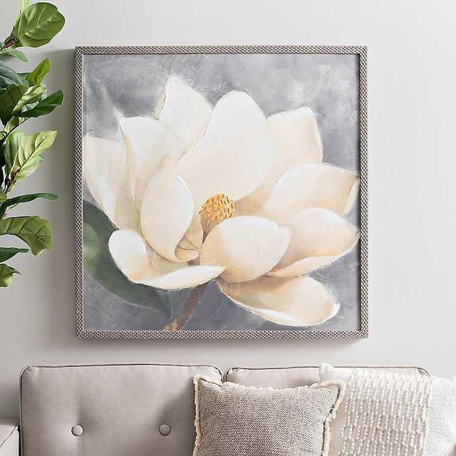 Magnolia on Gray Framed Art Print