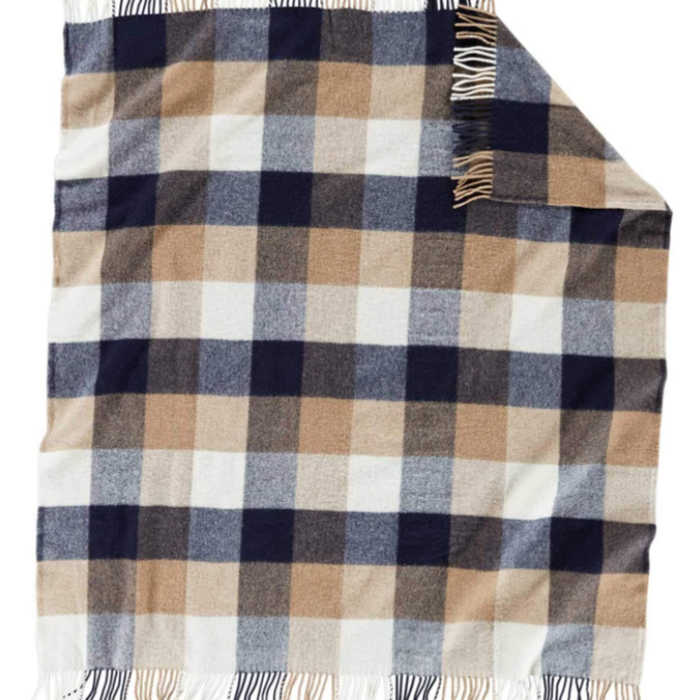 Pendleton EcoWise Easy Care Throw with Fringe Navy/Camel