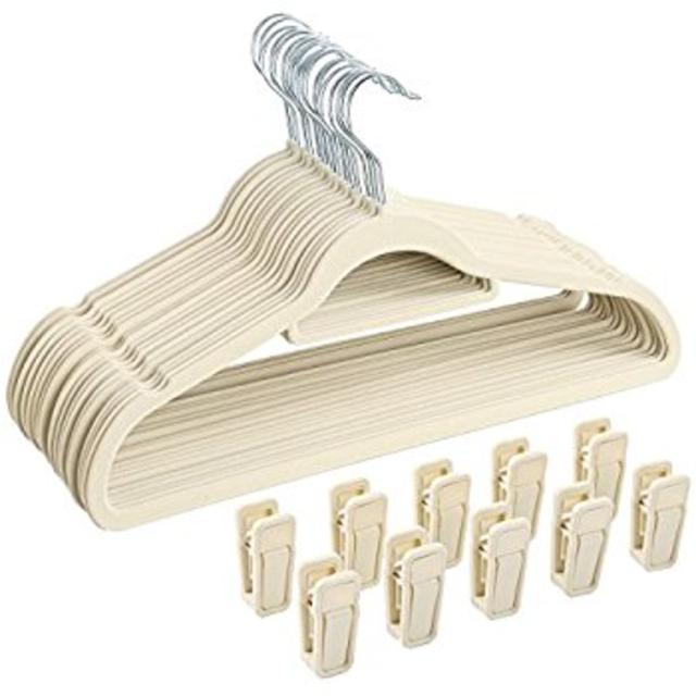 Slim-Line Velvet Hangers, Beige (50 Pack)