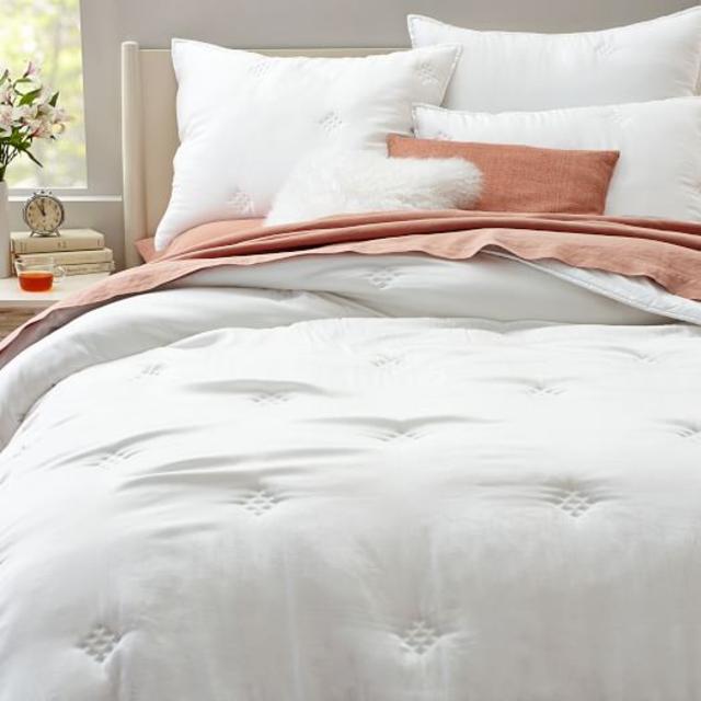 Washed Silk Shams, King, White