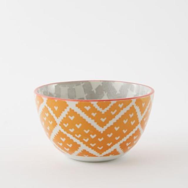 Folk Pad Printed Bowls, Orange/Gray