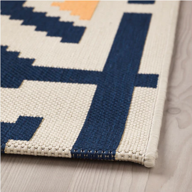 ÖVERALLT Rug, flatwoven, indoor/outdoor natural, blue