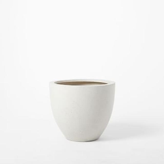2 West Elm 20" Round Outdoor Planters White