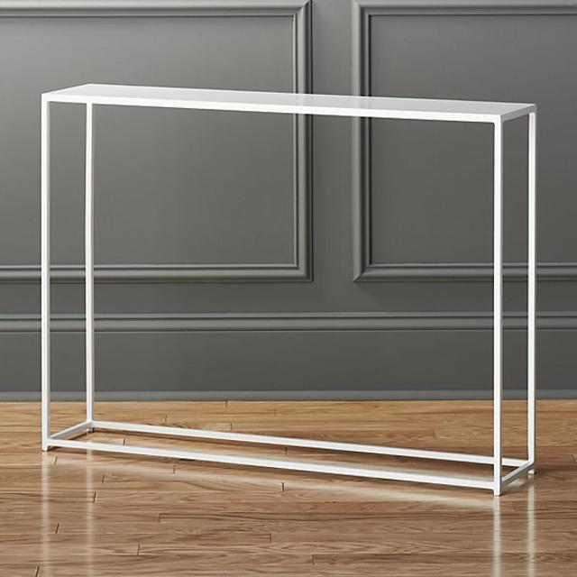 1 1 Crate & Barrel Mini Mill White Console Table