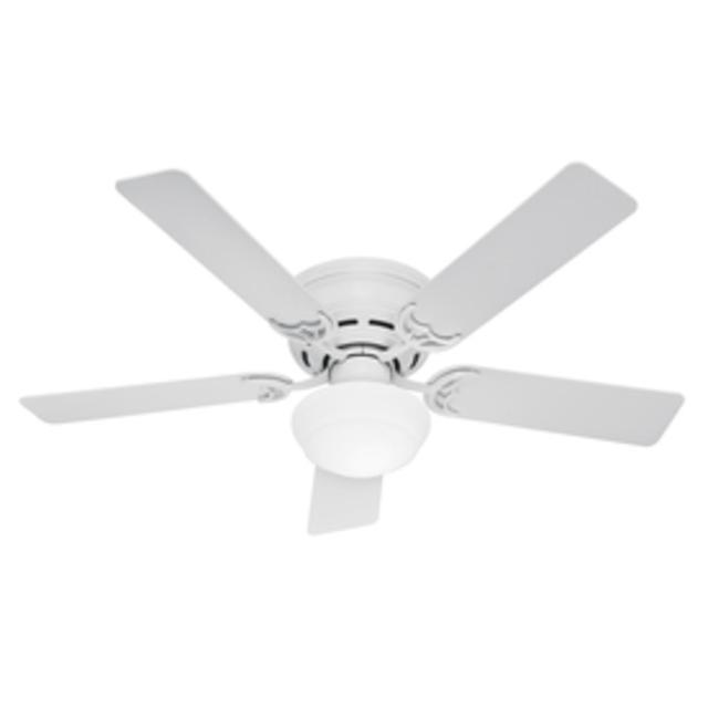 Hunter Low Profile III Plus 52-in White Flush Mount Indoor Ceiling Fan with Light Kit