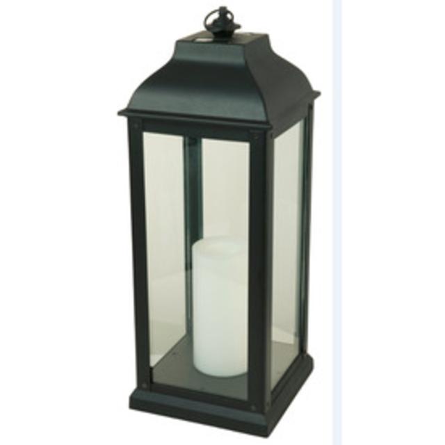 18.5-in Black Glass Solar Outdoor Decorative Lantern