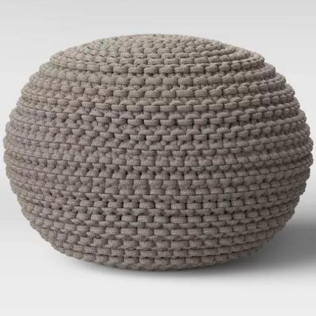 Chunky Knit Pouf (Grey)