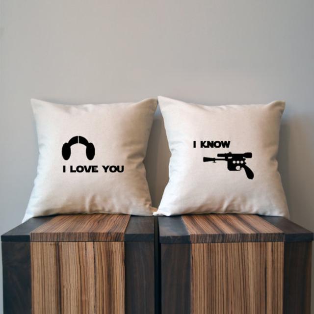I love you I know, Star Wars Pillow Cover Set, Luke and Leia, 18 x 18, Star Wars Wedding, Star Wars Gift, Star Wars Decor, Cyber Monday Sale