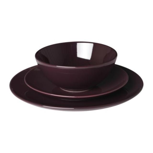 Ikea FÄRGRIK 18-piece dinnerware set, dark lilac, stoneware