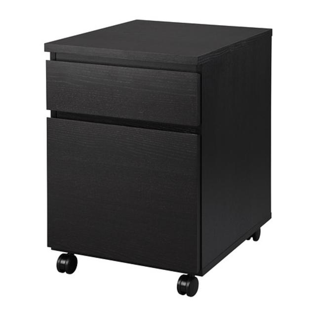 Ikea MALM Drawer unit on casters, black-brown