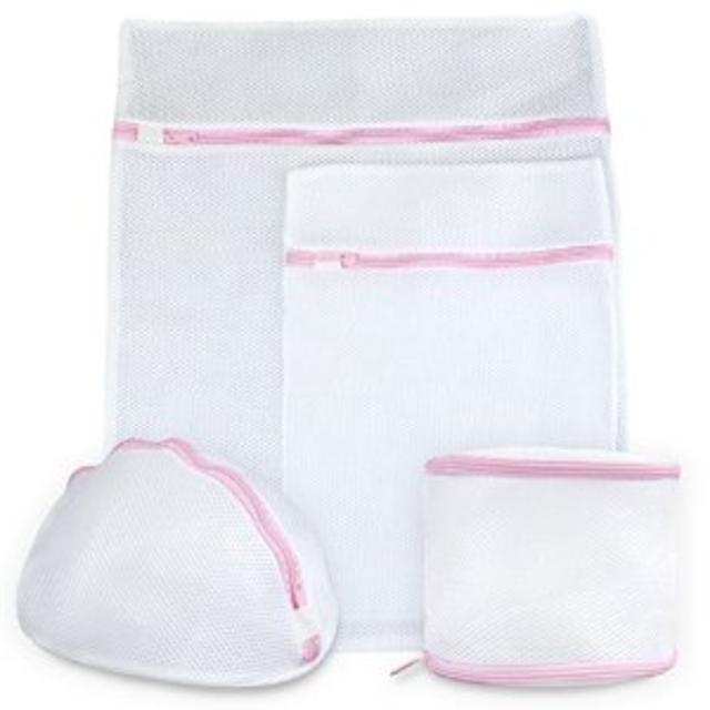 Comprehensive Set of 4 Superior Laundry Bags + 1 Small Cotton Drawstring Bag | Reinforced and Double-Layered | Intelli-Mesh Bag Wash SystemTM: Perfect for Lingerie, Bras, Hosiery, Delicates, and Luxury Garment