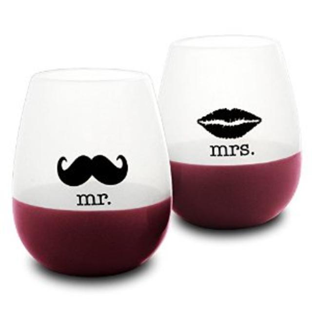 SIP IT! Mr. and Mrs. Unbreakable Stemless Silicone Wine Drinking Glasses - Set of 2 - Unique, Funny, Novelty Cups