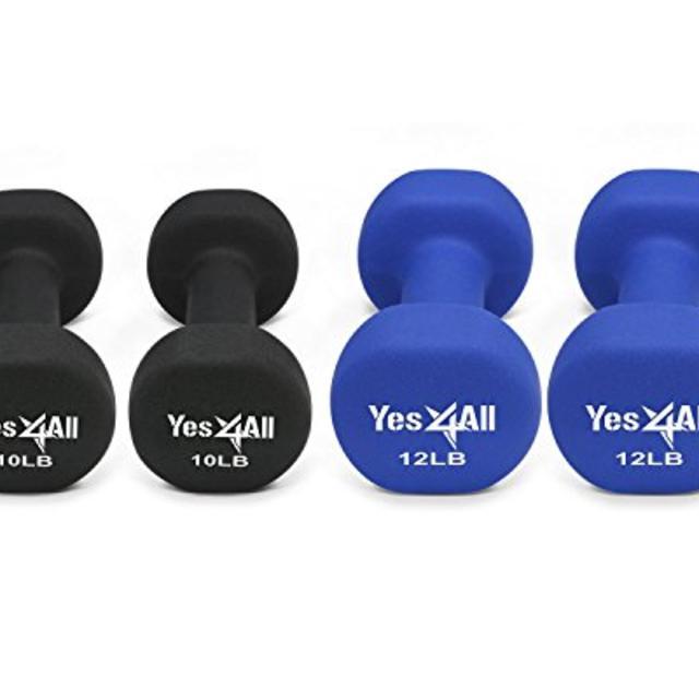 Yes4All Deluxe Neoprene Dumbbells - 10 lb & 12 lb