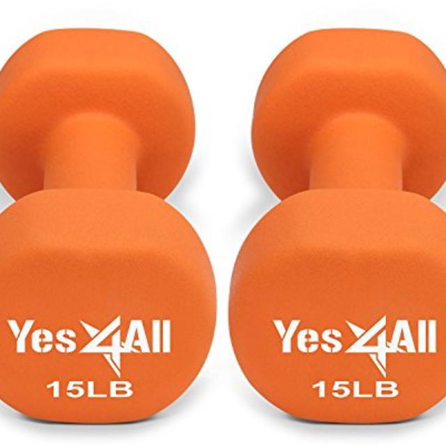 Yes4All Deluxe Neoprene Dumbbells - 15 lb weights