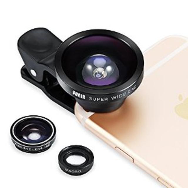 Honeymoon Tool-Amir 3 in 1 Fisheye Lens Plus Macro Lens Plus 0.4x Super Wide Angle Lens, Clip on Cell Phone Lens Camera Lens Kits for Smartphones