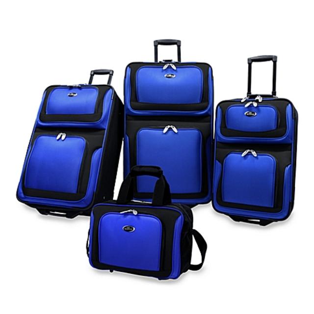 U.S. Traveler New Yorker 4-Piece Wheeled Luggage Set in Blue