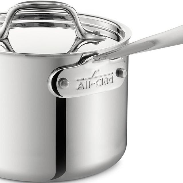 All-Clad 4201.5 Stainless Steel Tri-Ply Bonded Dishwasher Safe Sauce Pan with Lid Cookware, 4 Quart, Silver
