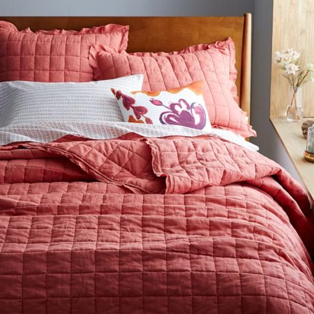 Belgian Linen Quilt, Full/Queen, Red Clay