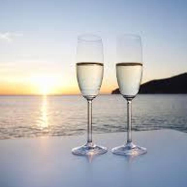 Celebratory champagne upon arrival