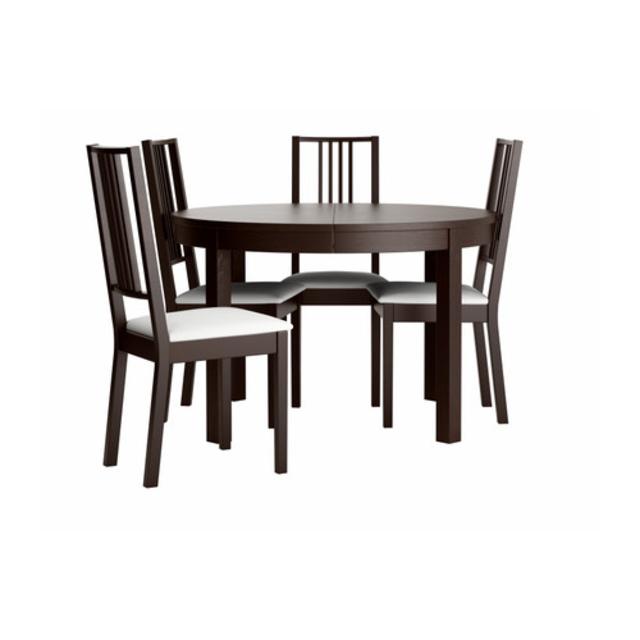 Table and 4 chairs, brown-black