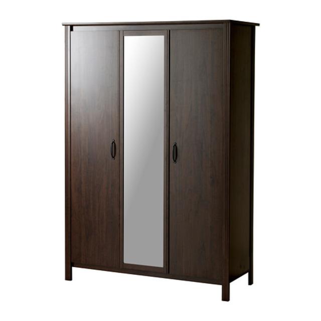 Wardrobe with 3 doors, brown