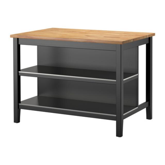STENSTORP Kitchen island, black-brown, oak