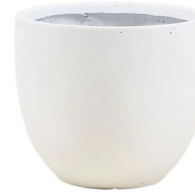 Smooth Stone Finish Medium Round Bowl Planter White